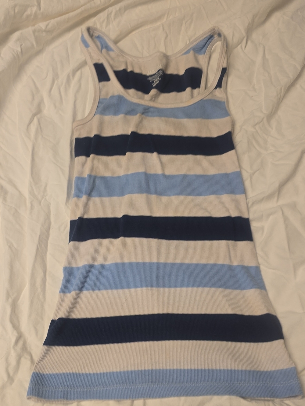 Striped Scoop Neck Tank Top - Navy & Light Blue